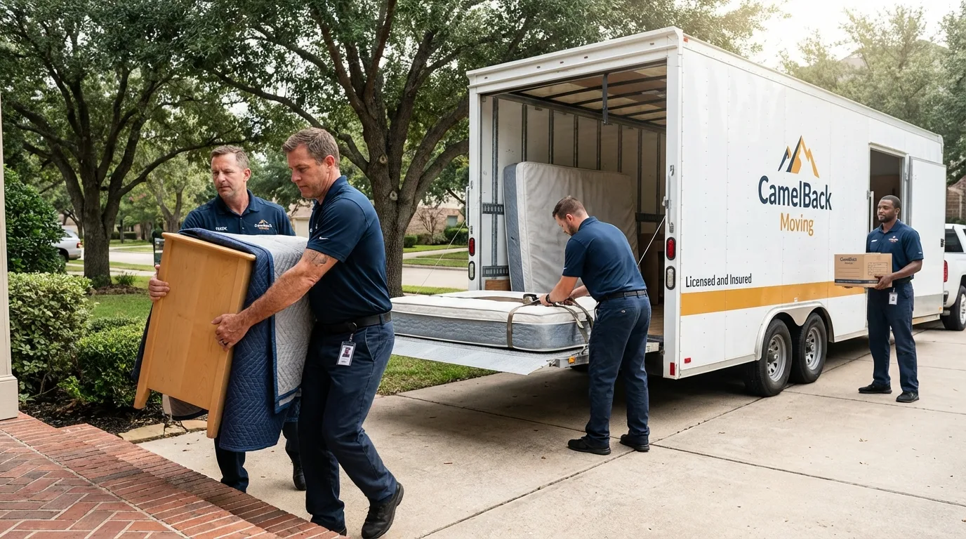 Crew loading residential truck for cross-state move from Bolivar, MO
