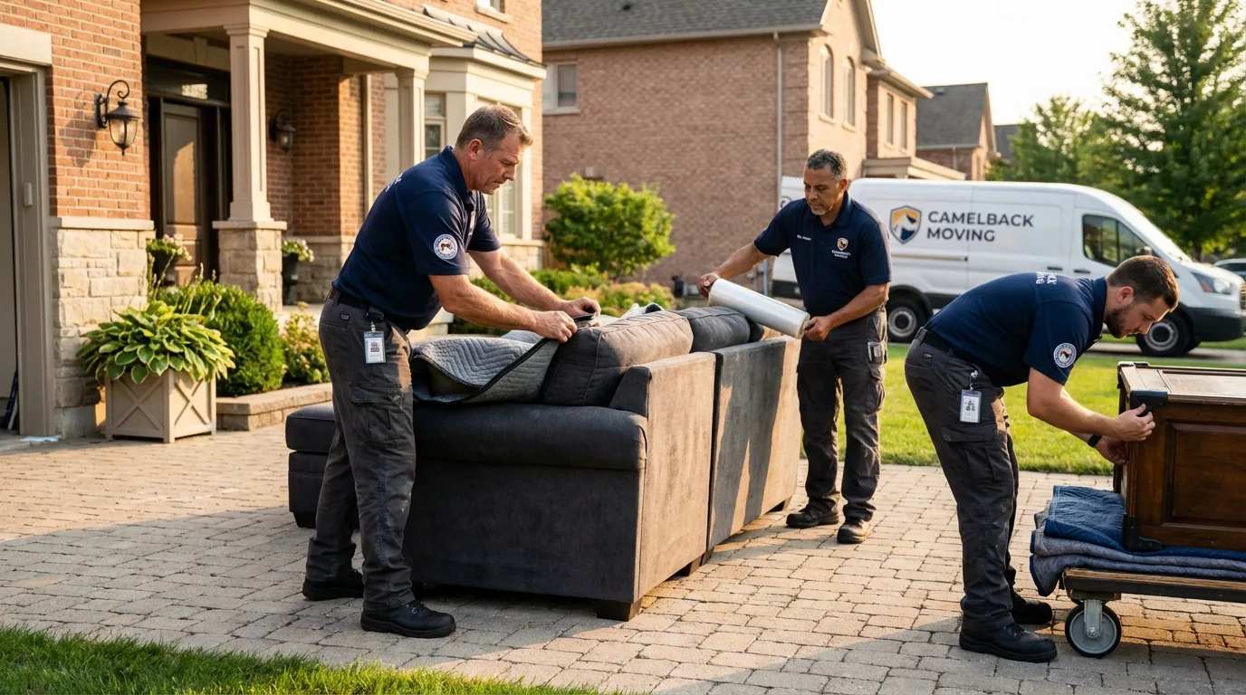 Large estate moving crew wrapping furniture in Bolivar, MO