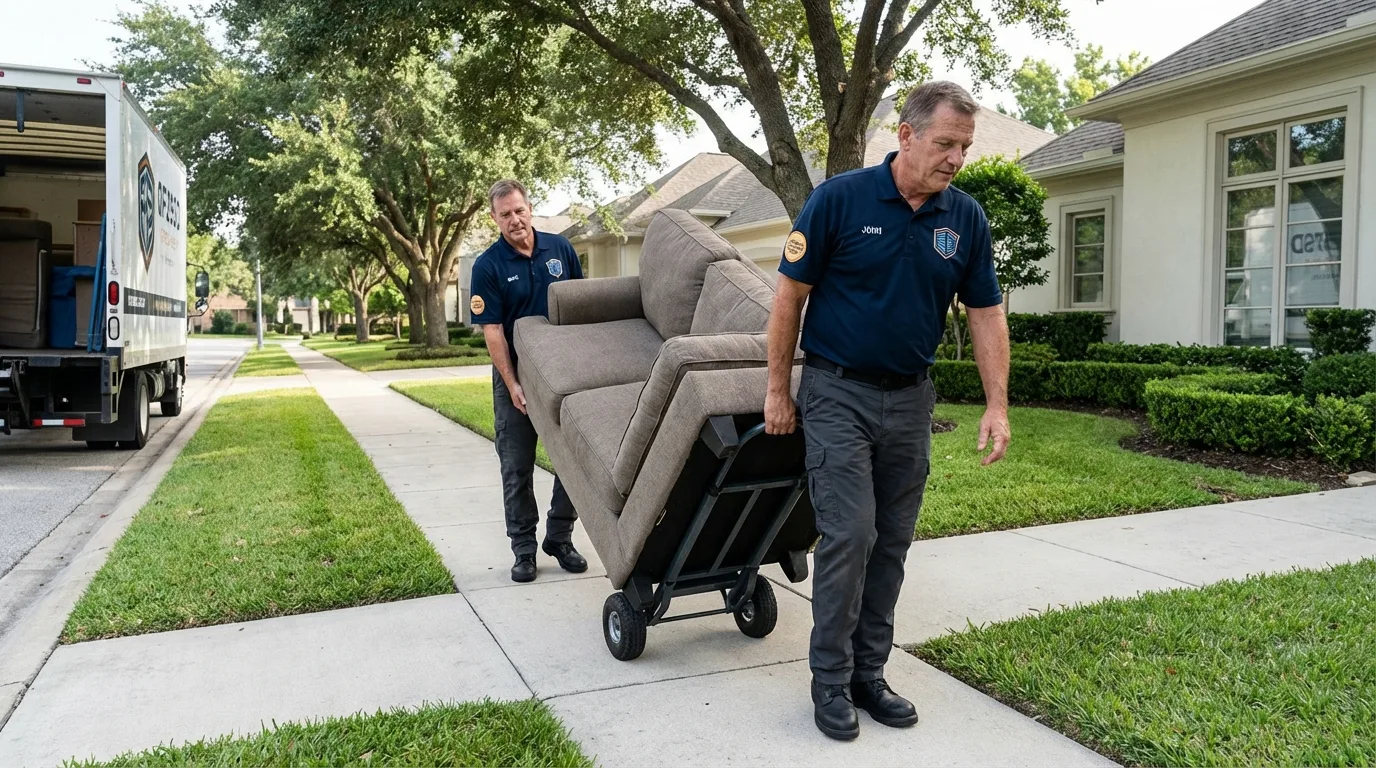 Local residential moving crew loading furniture in Bolivar, MO